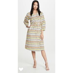 Baum and Pferdgarten Yellow Abylene Wrap Dress Womens 38 New Spring Puff Sleeves